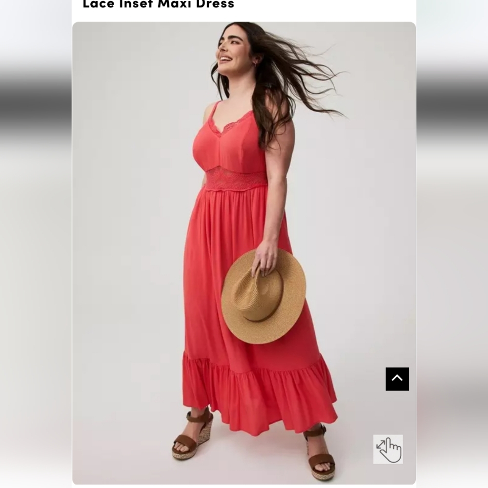 Torrid Coral Lace Detail Maxi Dress